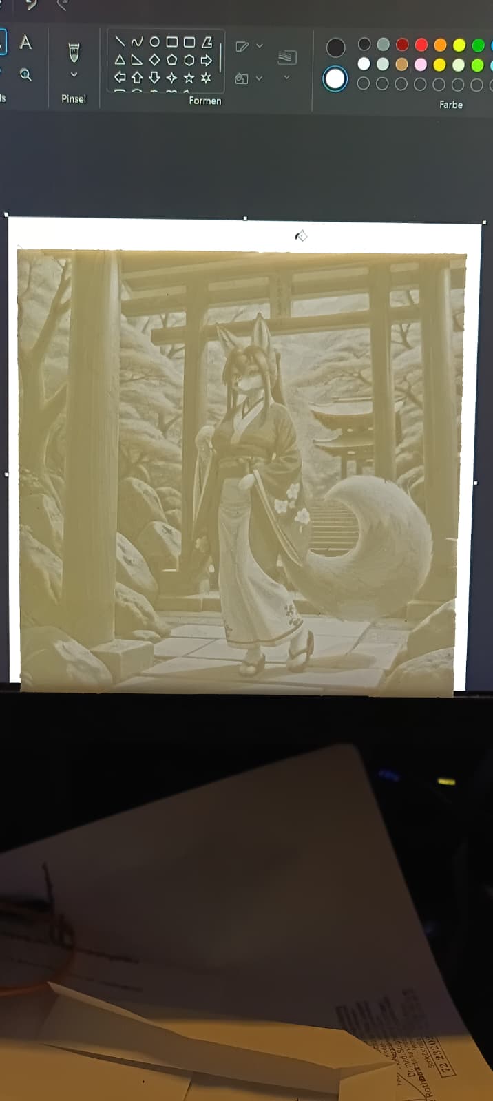 Lithophan des Beispielmotivs vor weißem Licht